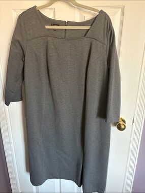 Talbots Gray Square-Neck Ponte Midi Dress